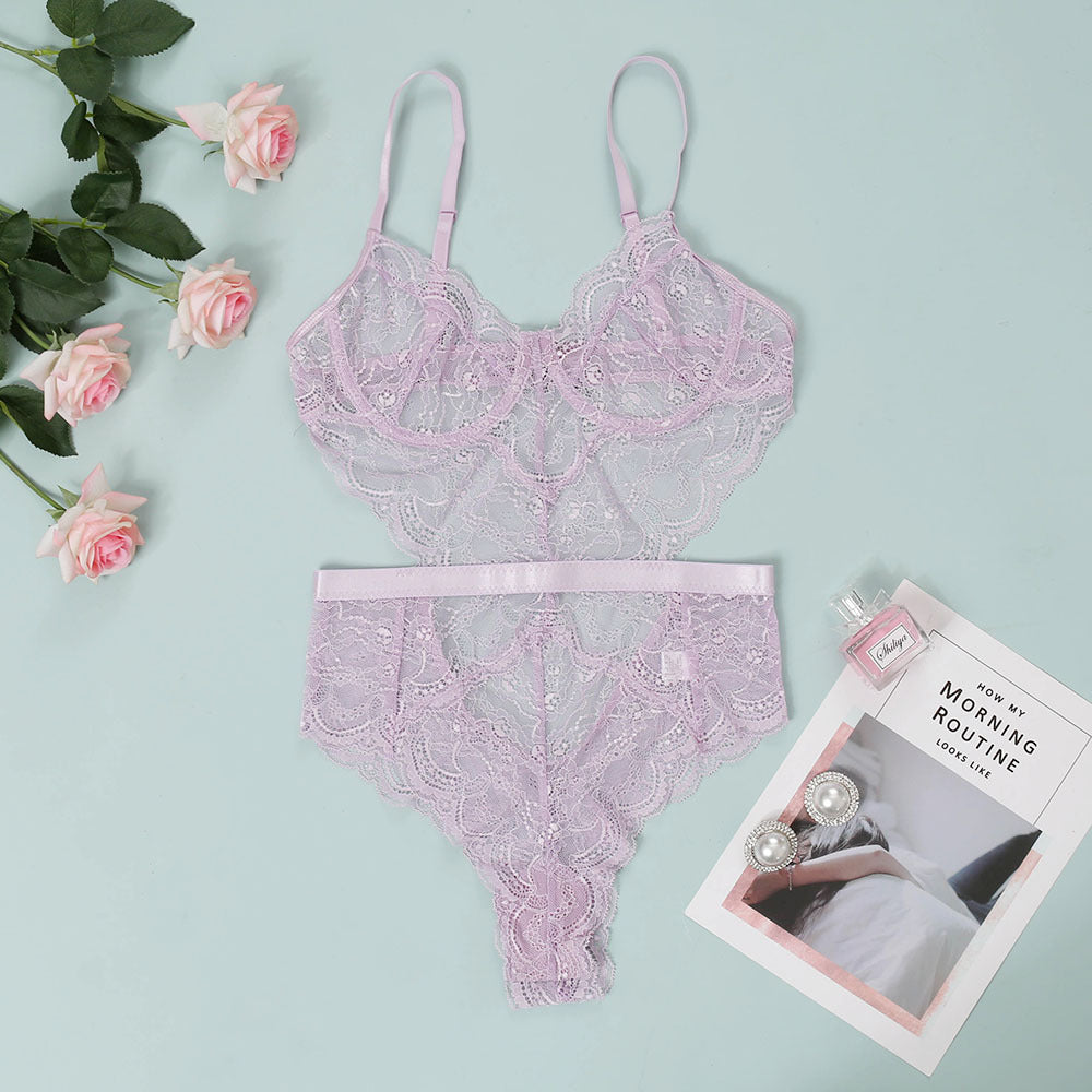 Lace Slim-Fit One-Piece Lingerie Bodysuit
