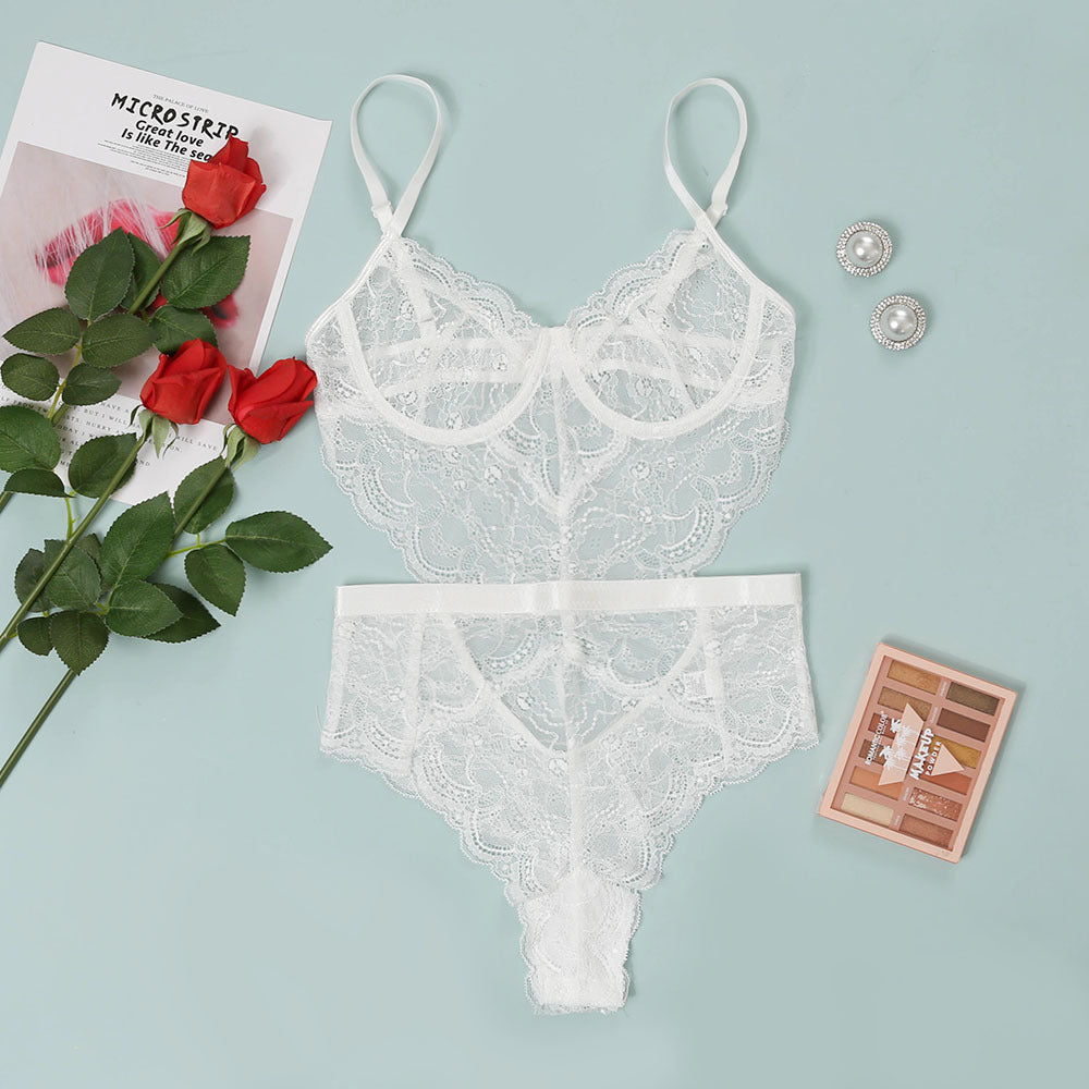 Lace Slim-Fit One-Piece Lingerie Bodysuit