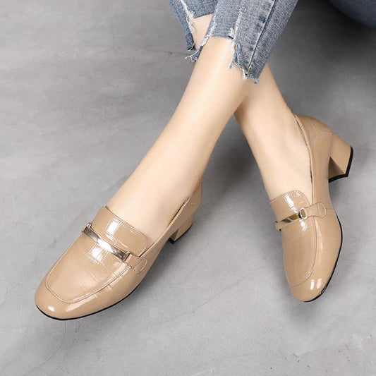 New-Style Thick-Heel Comfortable Leather Shoes