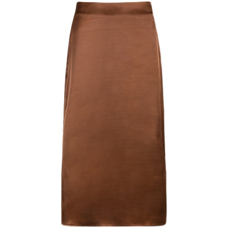 Split Satin Smooth High-Waisted Skirt