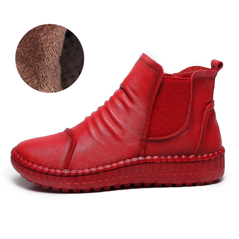 Women Shoes Winter Plus Velvet Leather