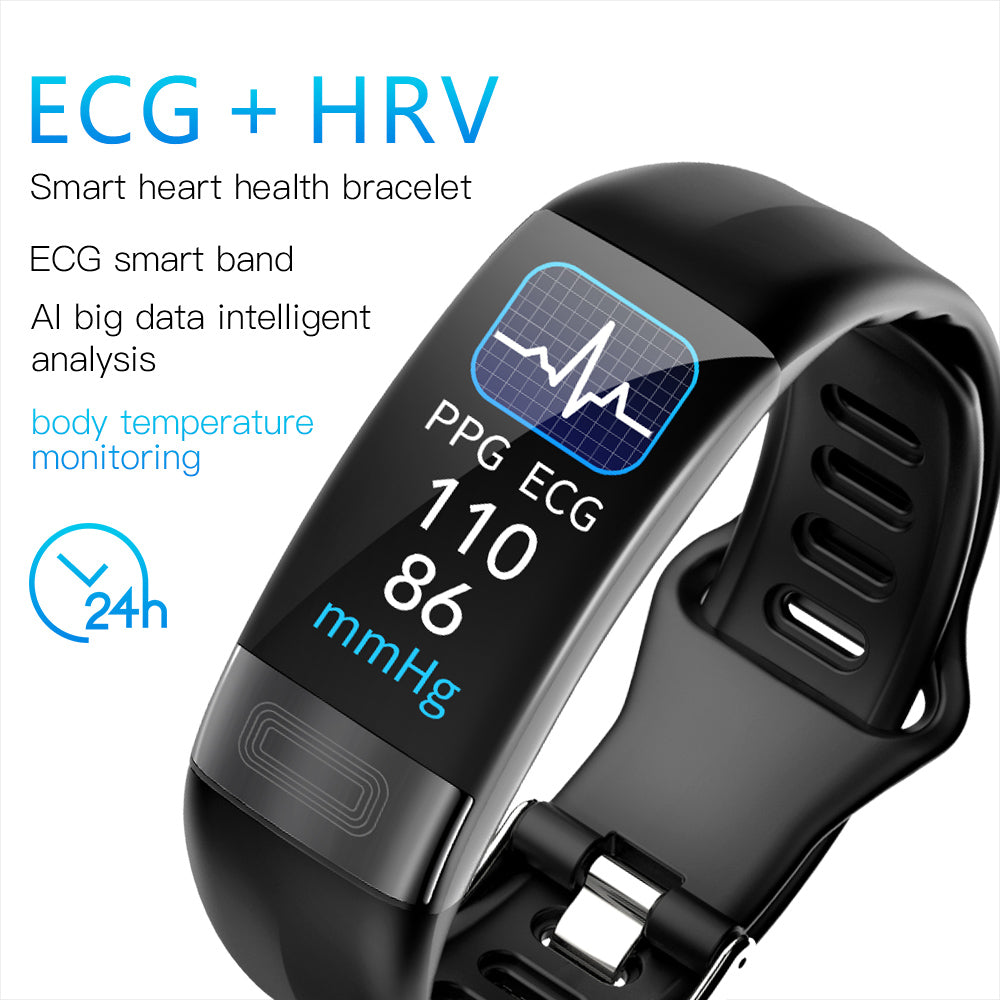 Body Temperature Smart Bracelet - ECG, Heart Rate, Blood Pressure Blood & Oxygen Health Test Watch