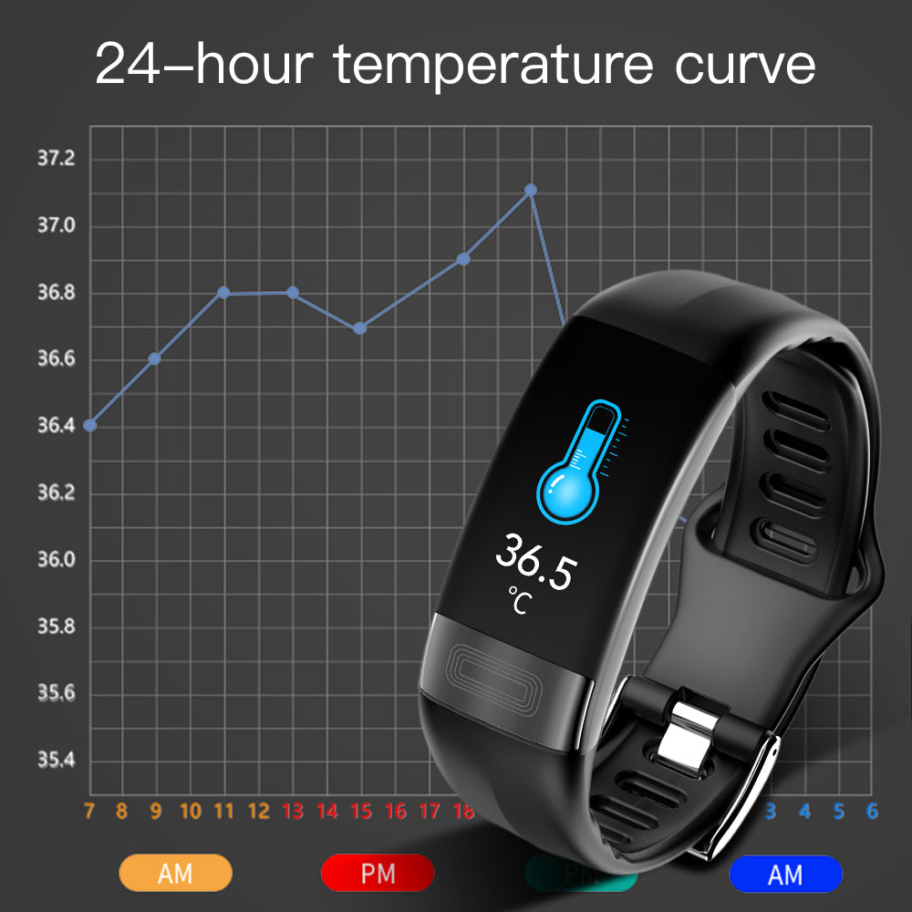 Body Temperature Smart Bracelet - ECG, Heart Rate, Blood Pressure Blood & Oxygen Health Test Watch