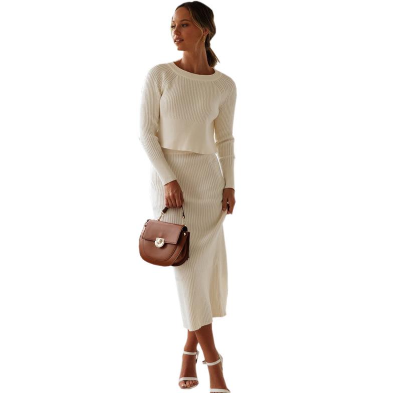 Knitted Split Skirt Suit