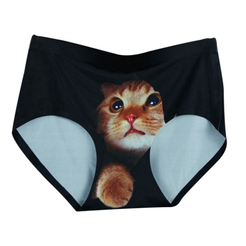 Print Cat Cotton Underwear For Women - 3D