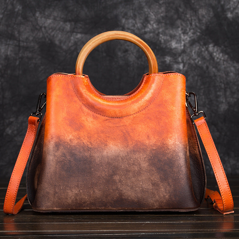 Hand-Painted Suede Retro Leather Handbag