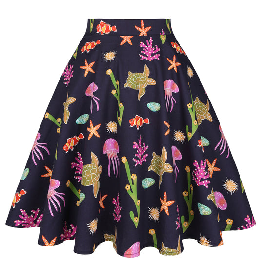 Turtle & Starfish Print Skirt