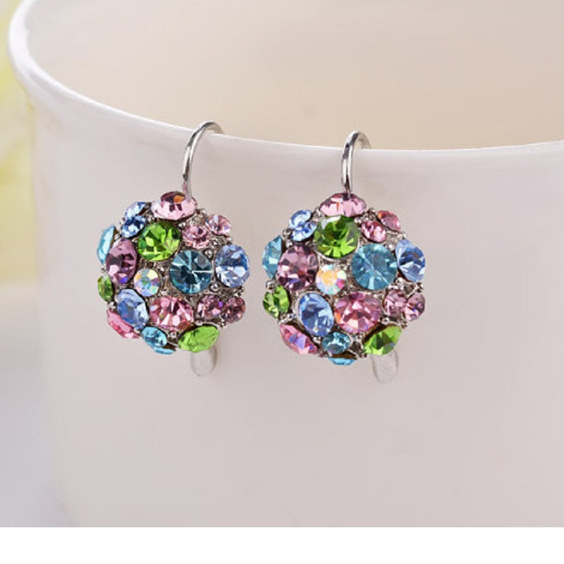 Romantic Crystal Flower Hoop Earrings