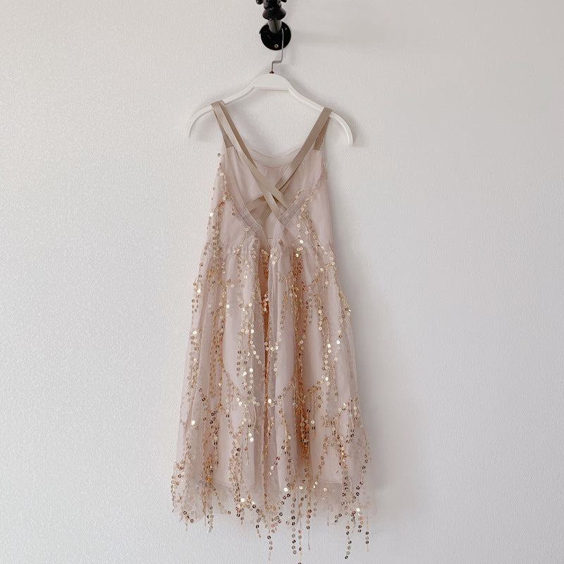 Women's Beach Sequin Suspender Backless Dress