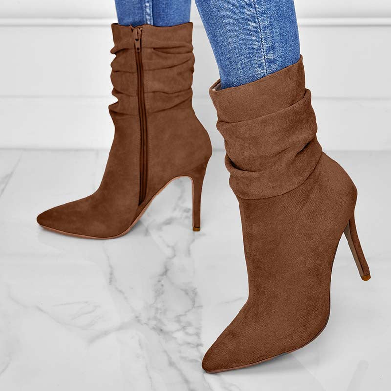 Pointed-Toe Stiletto Heel Ankle Boots