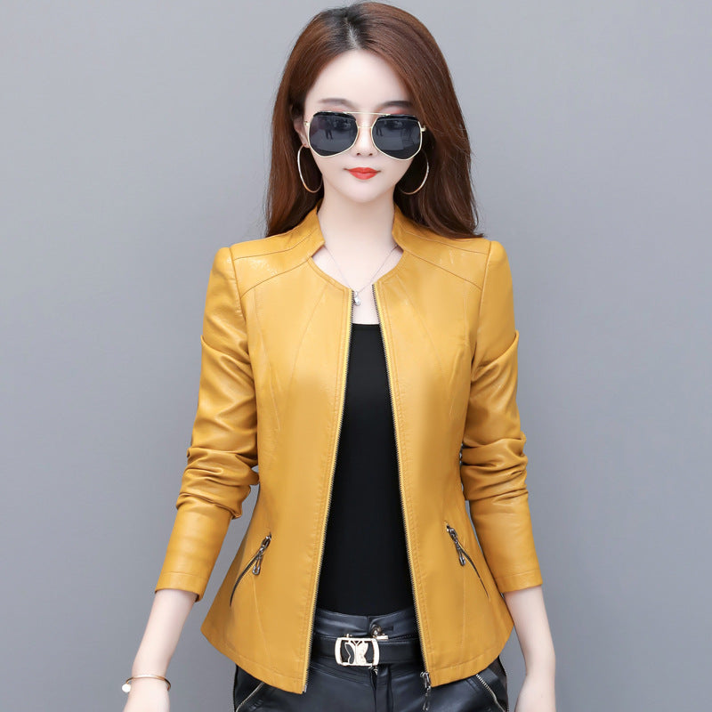 Korean-Style  Slim Leather Jacket