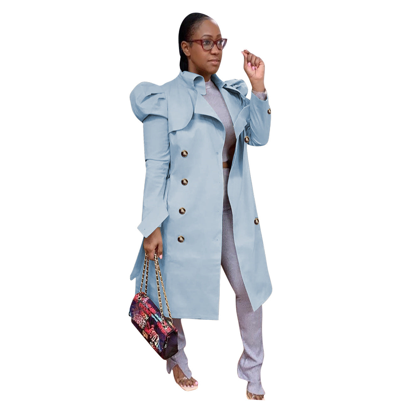 Pure-Colour All-Match Long Trench Coat For Women