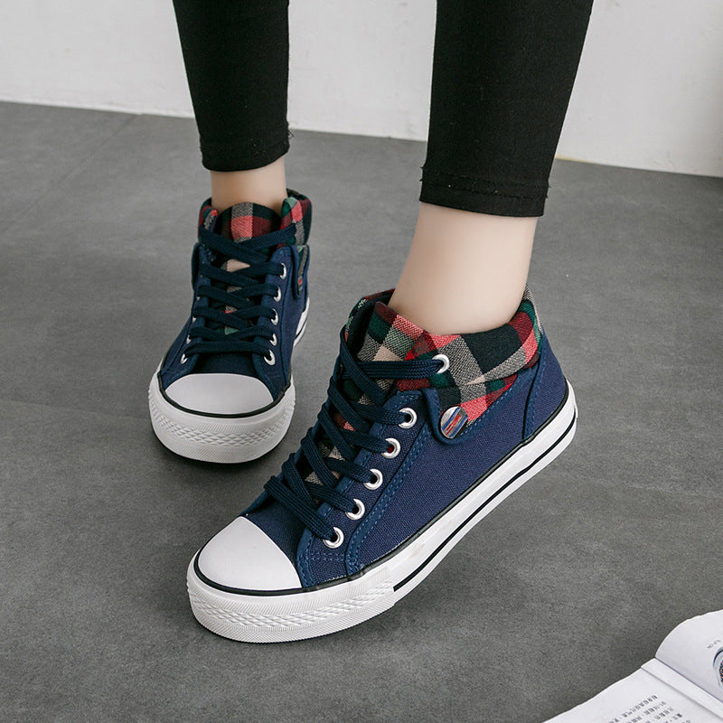 Flat Mid-to-High Canvas Shoes For Women