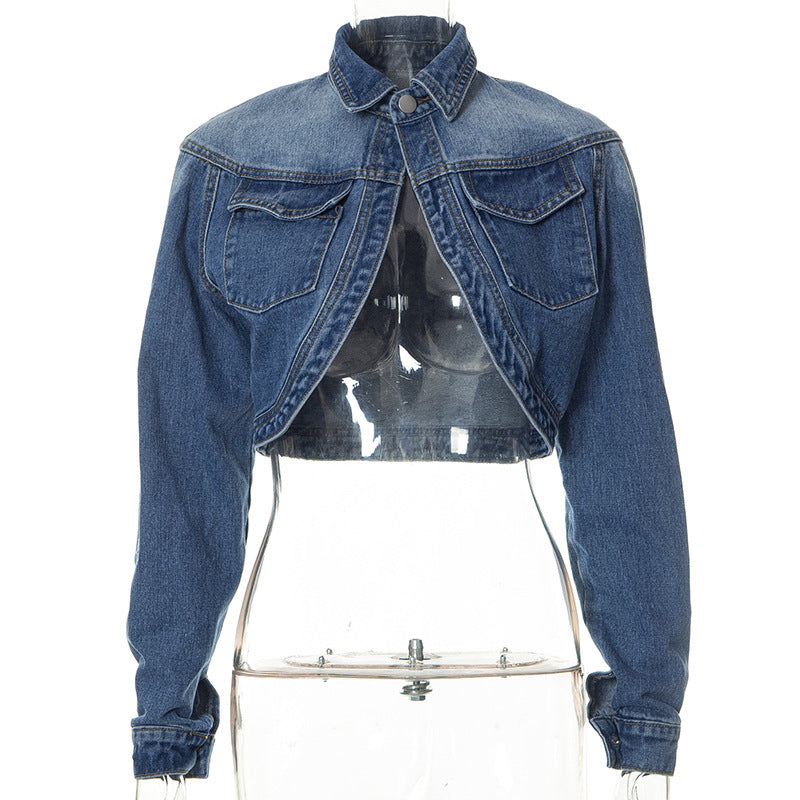 Casual Navel-Out Short Denim Coat