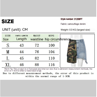 Women's Denim Stitched Camouflage Shorts