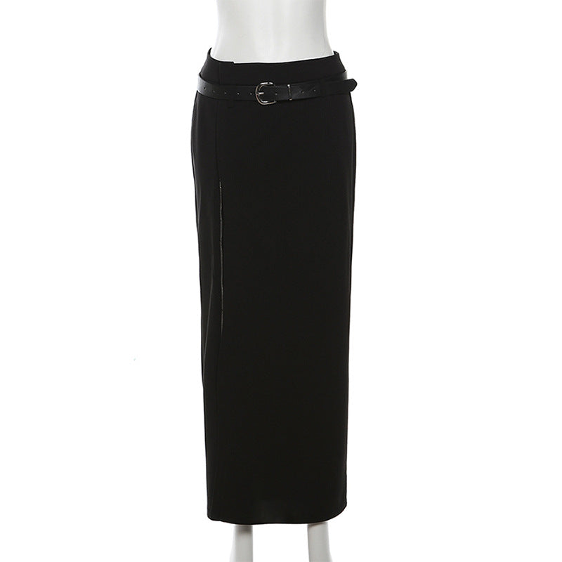 Split-Sheath Skirt With Belt