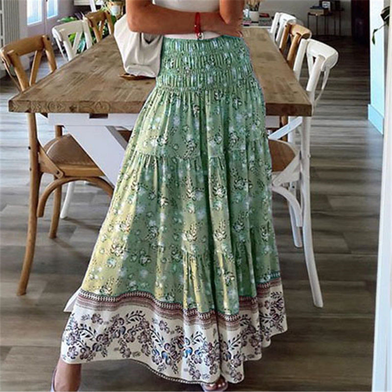 Printed High-Waist Casual Skirt