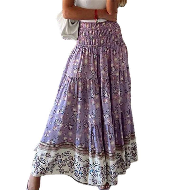 Printed High-Waist Casual Skirt