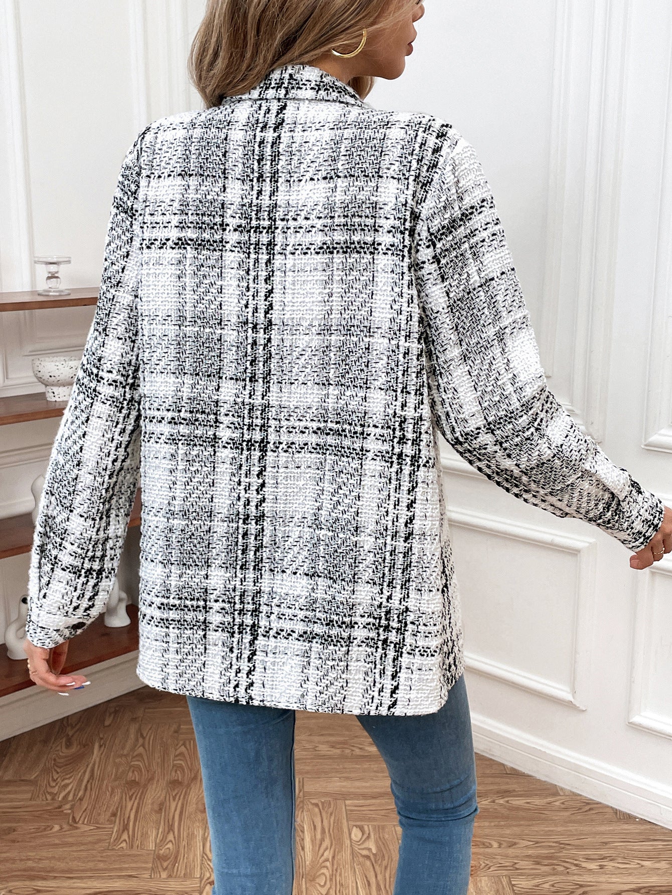 Retro Plaid Loose Casual Coat For Women