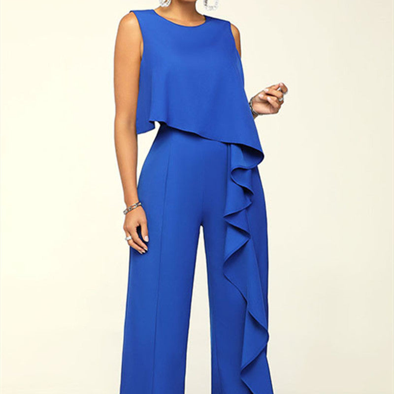 Sleeveless Solid-Colour Jumpsuit