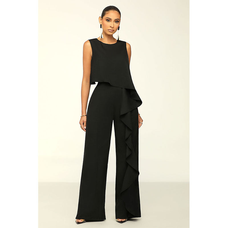 Sleeveless Solid-Colour Jumpsuit