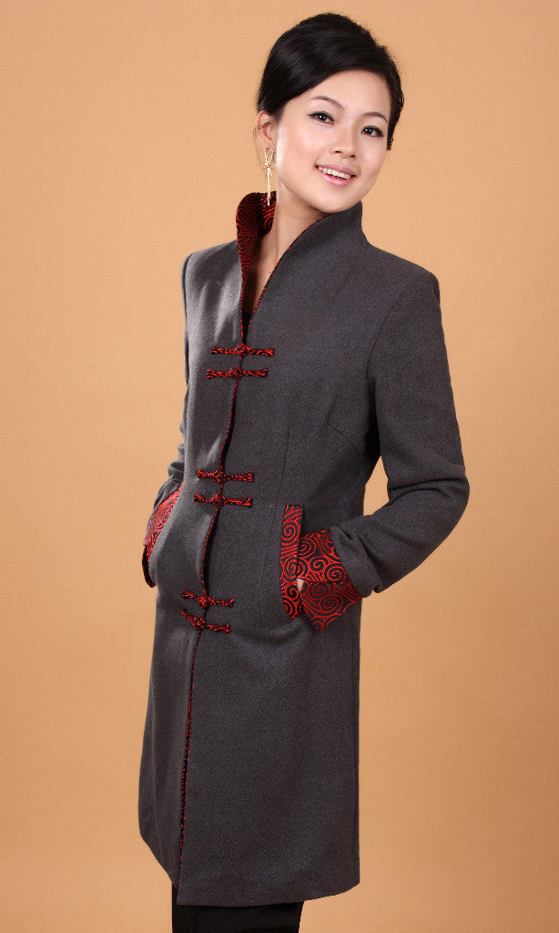 Women's Retro Wool Mid-Length Trench Coat