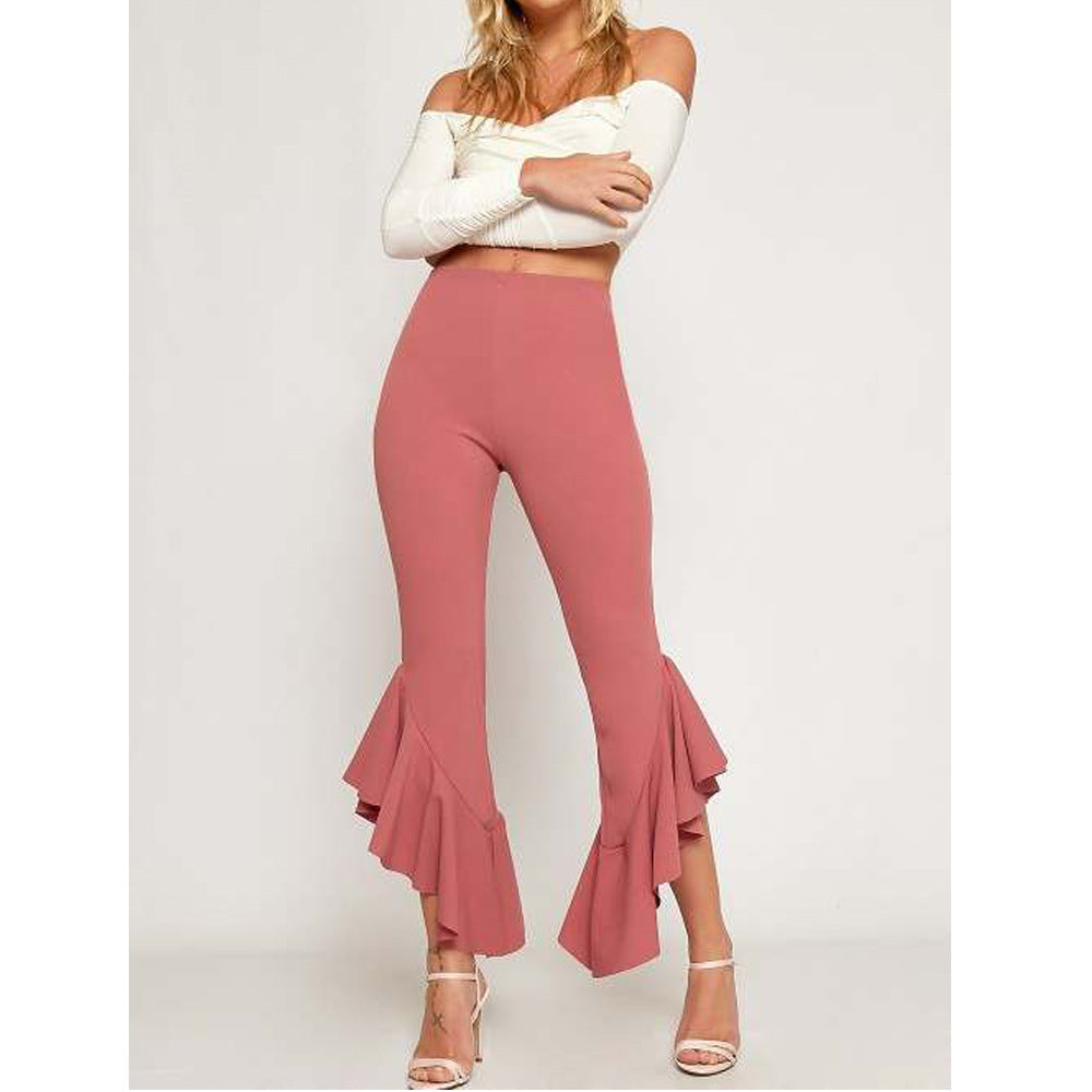 Irregular Casual Trousers With Ruffles