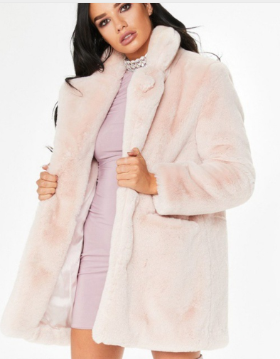 Faux Fur Long-Sleeve Coat For Women