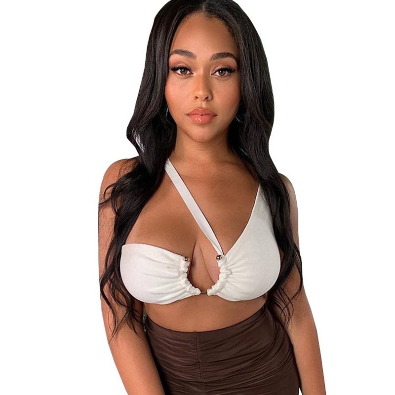 Single-Shoulder Strap Solid-Colour Irregular Top