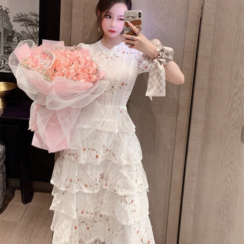 High-End Niche Embroidery Floral Lace Dress