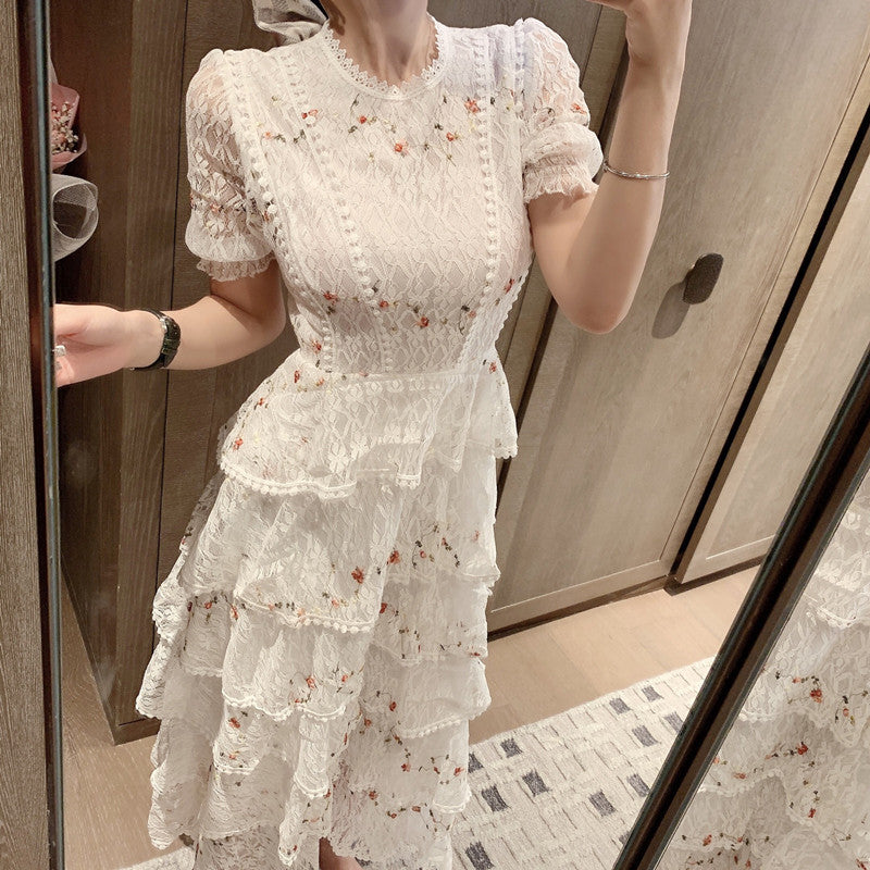 High-End Niche Embroidery Floral Lace Dress