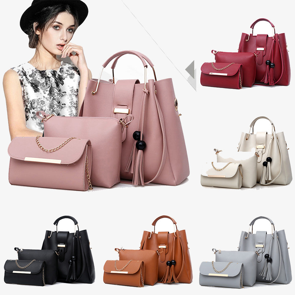 3-Piece PU Leather Shoulder Bag Set