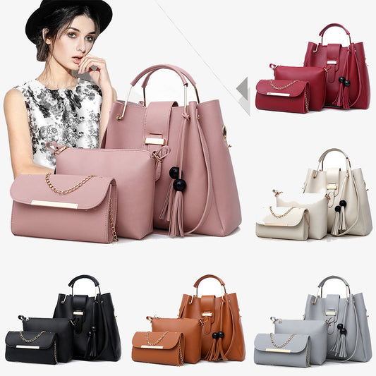 3-Piece PU Leather Shoulder Bag Set