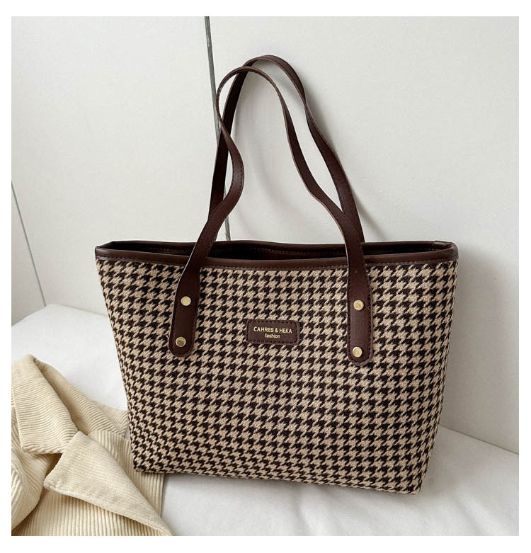 Houndstooth Shoulder Handbag