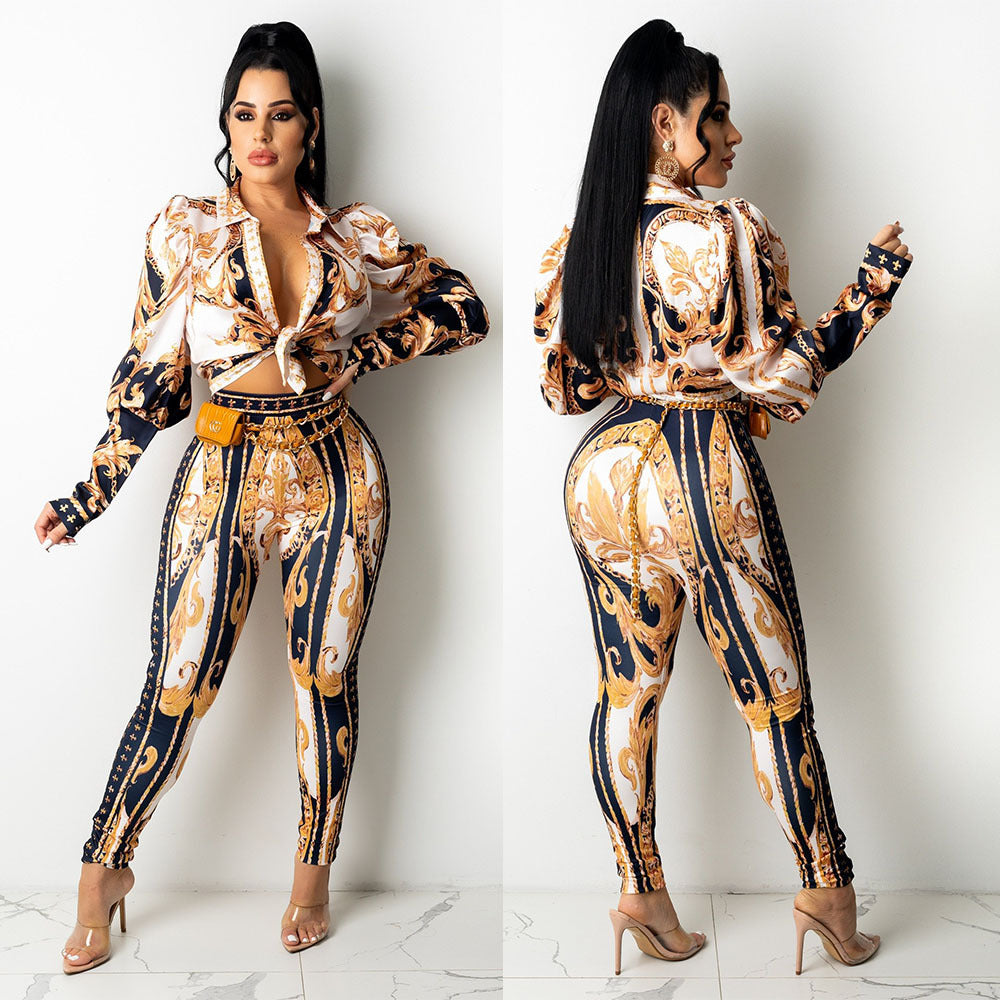 Printed Two-Piece Long-Pants Outfit