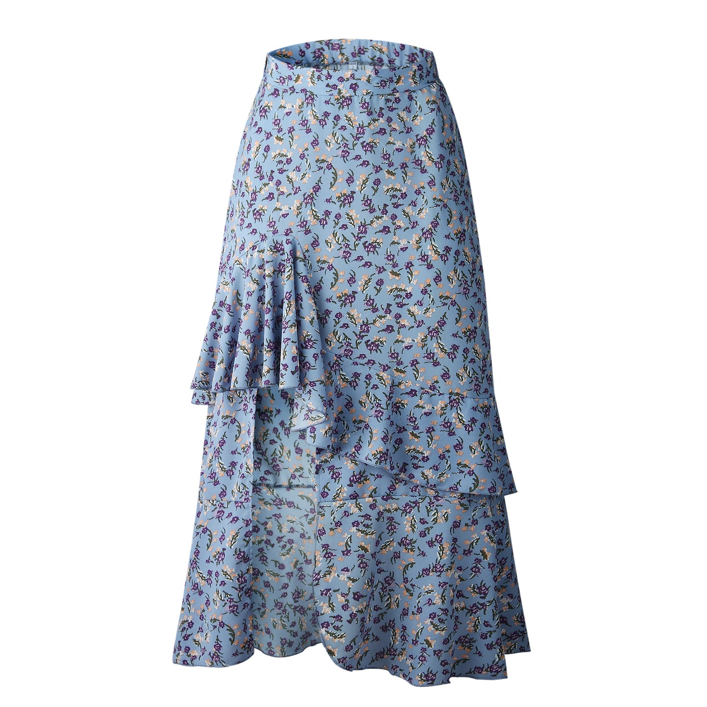 Irregular Ruffled Skirt With Elastic Waist