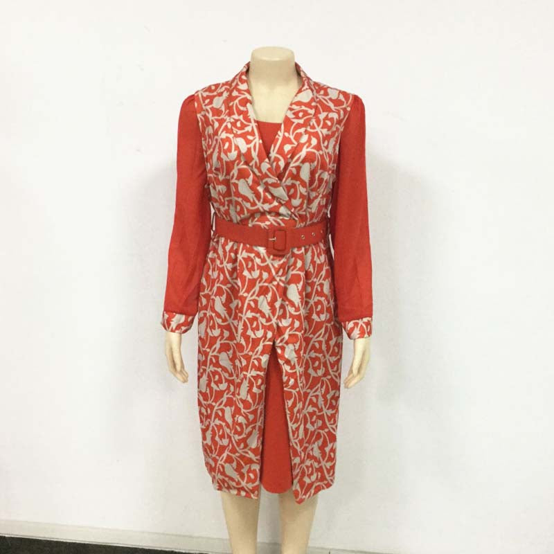 Chiffon Stitching Jacket Dress - Two-Piece Suit