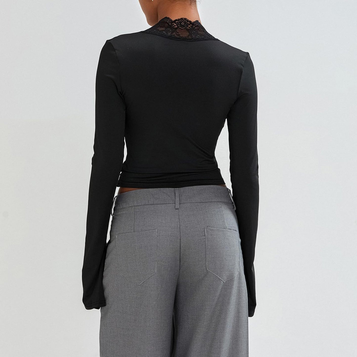 Lace Trumpet-Sleeve Top