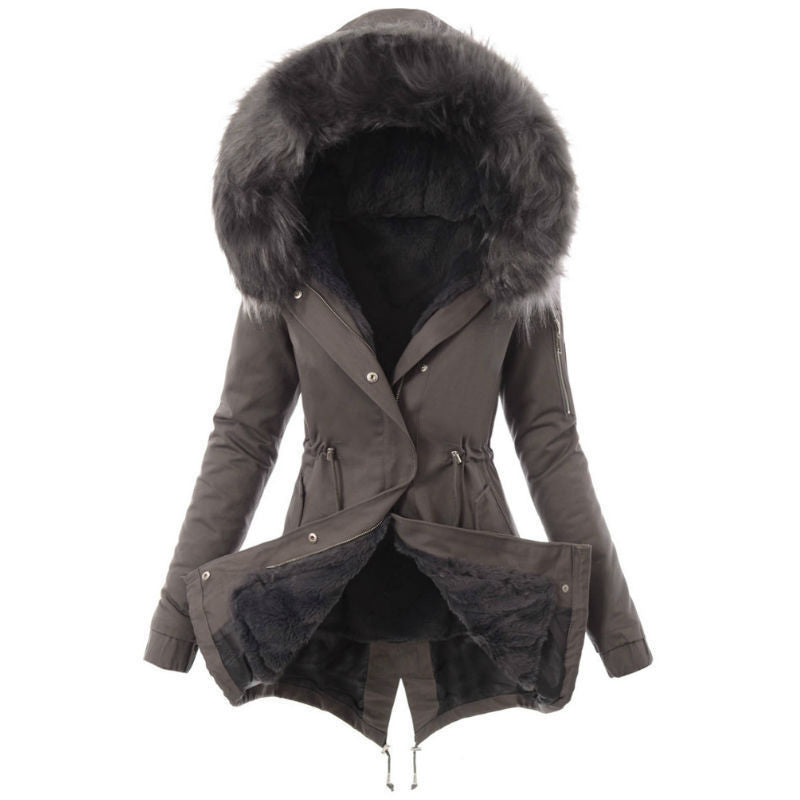 Fur-Collar Cotton Jacket For Women