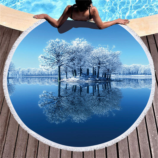 Round printed beach towel