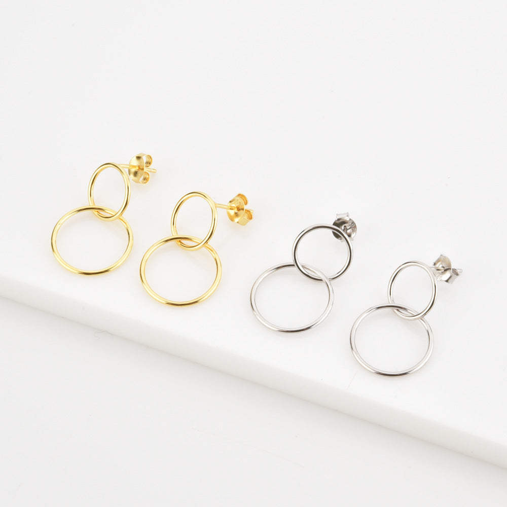 Long Ring Buckle Earrings For Women