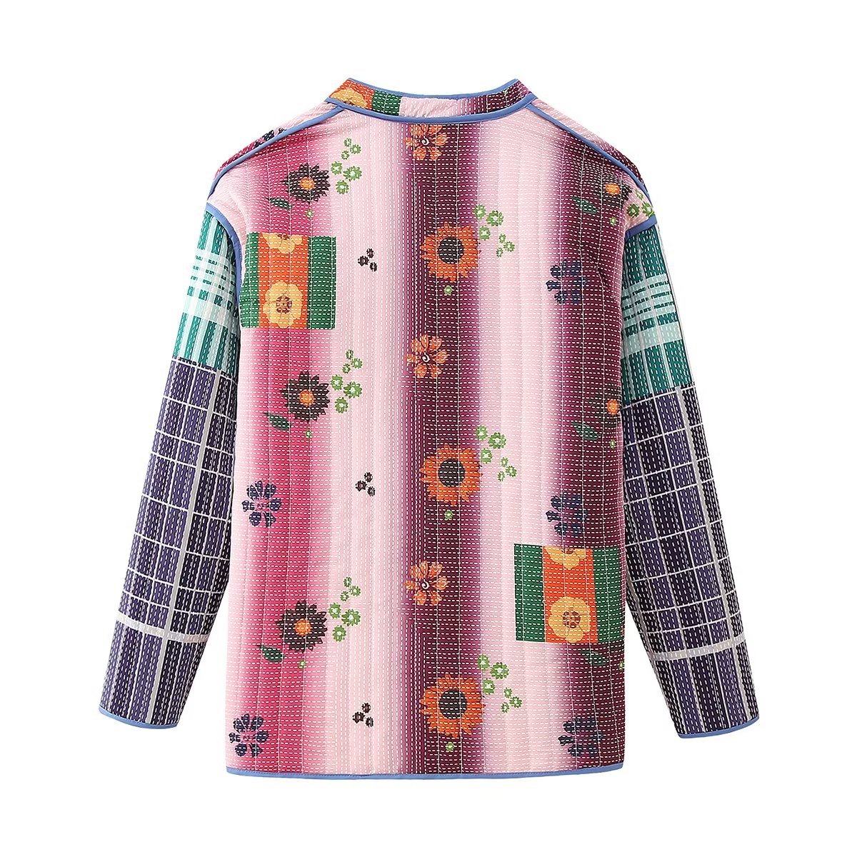 Mid-length Multicolor Printing Cotton Coat Jacket Women