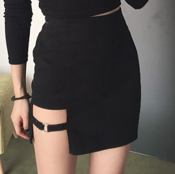 Irregular-Hem Pencil Micro Mini Skirt