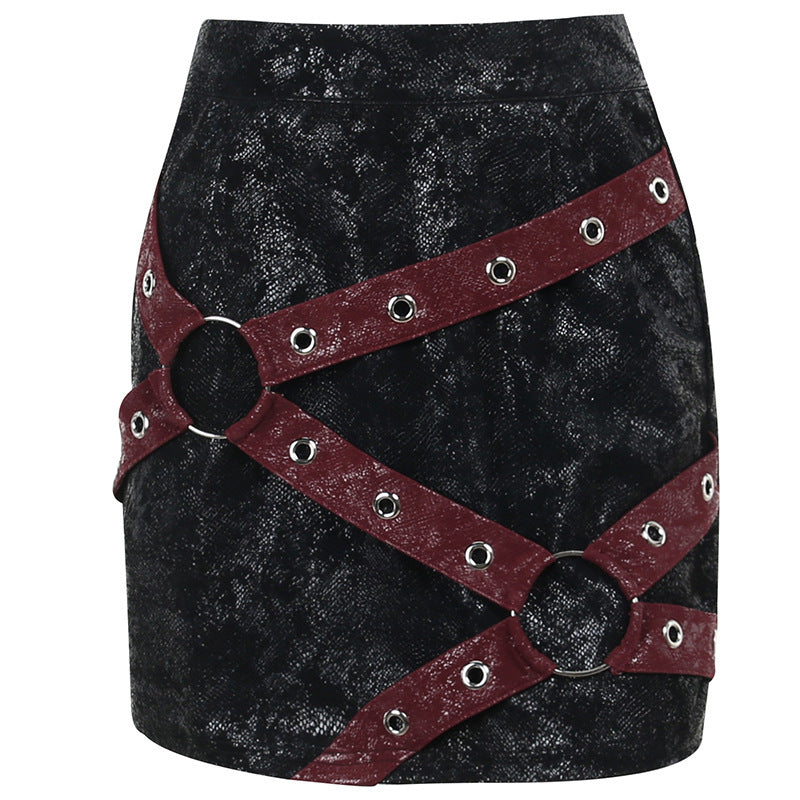 Contrast Webbing Hip Wrap Skirt