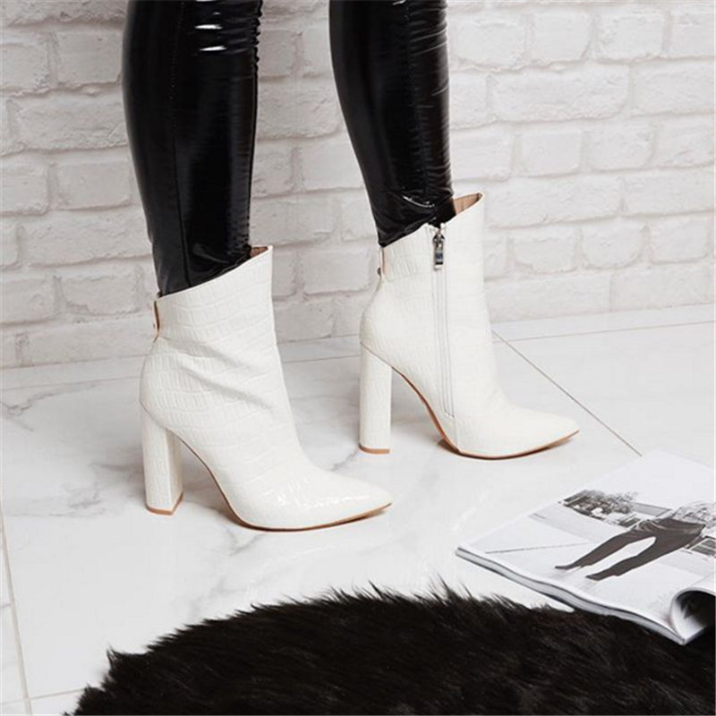 High-Heel Leather Ankle Boots