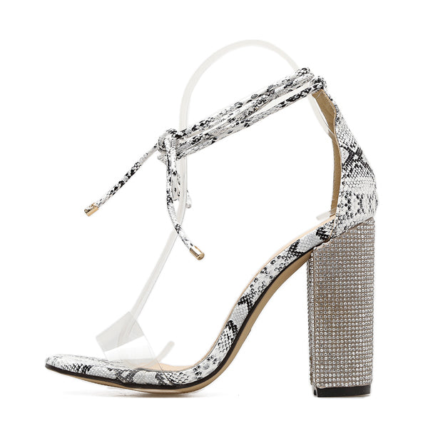 Rhinestone Strap Gladiator High Heels