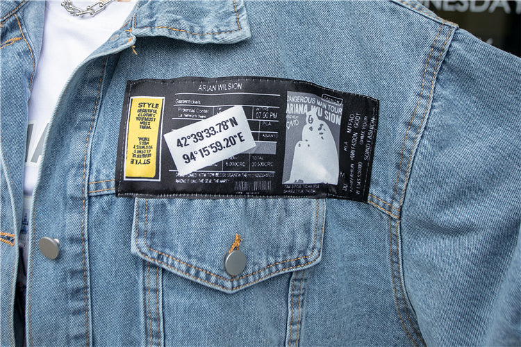 Personality Stitching Graffiti Patch Denim Loose Jacket Women