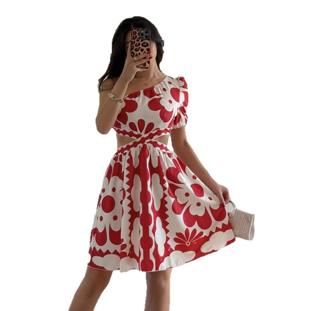 Breathable Hollow-Waist Short Dress