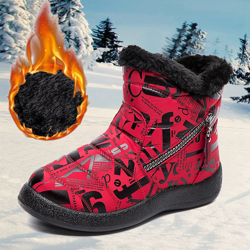 Letter Print Women's Winter Boots