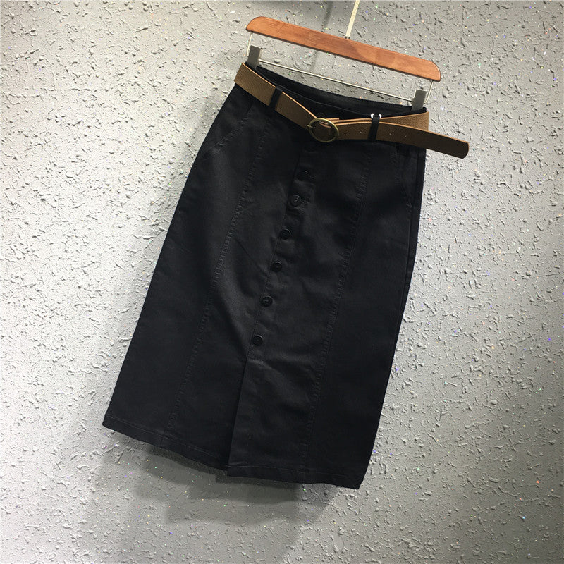 Split high waist bag hip skirt